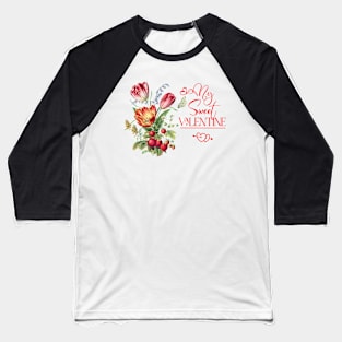 Sweet Floral Valentine with Strawberries Baseball T-Shirt